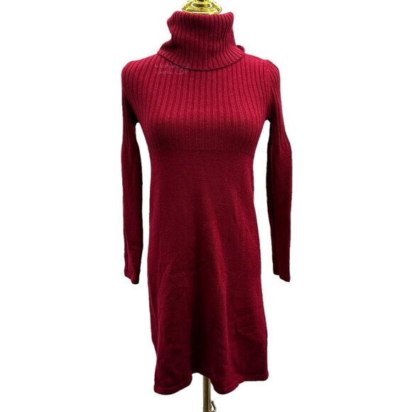 Geoffrey Beene Turtleneck Wool Blend Ribbed Knit Sweater Dress Size Small - Picture 1 of 6